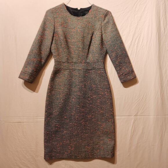 J.Crew Sz 2 Tweed Gray Pink Career Dress Lined Dress Professional Modest Church - Picture 10 of 10